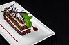 Platte mit einem Stück leckerem Schokoladenkuchen | Stock Foto