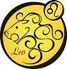 Vector clipart: stylized zodiac signs in a yellow circle leo