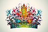 Bunte Krone im Stil von Aquarellfarbe und | Stock Illustration