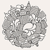 Vector clipart: Town background design with houses