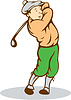 Golfer Swinging Club Cartoon | Stock Illustration