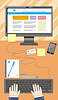 Vector clipart: Workplace with hands typing on keyboard