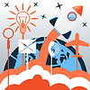 Vector clipart: Business start up rocket idea