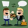 Vector clipart: Happy business man make handshake exchange case