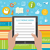 Vector clipart: Stack of colorful books with electronic book