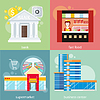 Vector clipart: Business center, supermarket, bank, fast food
