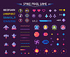 Vector clipart: Space Pixel Game Icons Font and Cosmic Characters