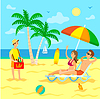 Vector clipart: Vacation and Traveling, Exotic Beach and Sea Shore