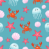 ID 6828149 | Crab and Jellyfish, Seashell and Sea Star Pattern | Stock Vector Graphics ID 6828149 | Crab and Jellyfish, Seashell and Sea Star Pattern | Stock Vector Graphics | CLIPARTO