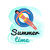 Vector clipart: Summer Time, Woman in Yellow Bikini Swimming