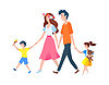 Vector clipart: Parents and Kids Walking Outdoor, Family