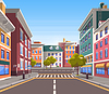 Vector clipart: Modern City Street, Realistic Tranquil Town Look