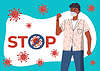 Vector clipart: Portrait of black man in medical mask call to