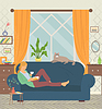 ID 7047381 | Gil Lying on Sofa Drinks Coffee and Reads | Stock Vector Graphics ID 7047381 | Gil Lying on Sofa Drinks Coffee and Reads | Stock Vector Graphics | CLIPARTO