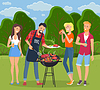 ID 7058742 | Rest in countryside, people grill barbecue. Men | Stock Vector Graphics ID 7058742 | Rest in countryside, people grill barbecue. Men | Stock Vector Graphics | CLIPARTO