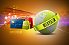 Online shopping concept in color background | Stock Illustration