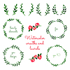 Vector clipart: Set of watercolor wreaths and laurels