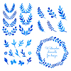 Vector clipart: Set of watercolor wreaths and laurels