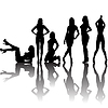 Vector clipart: Black sexy women silhouettes with shadows