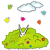 Vector clipart: Cartoon bush with hidden bunny