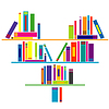 Vector clipart: Heart shaped book shelf with books