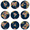 Vektor Cliparts: Weltkugeln mit Kontinenten der Welt Flags gemacht