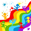Vector clipart: Hand drown children silhouettes in rainbow colors