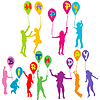 Vector clipart: Happy birthday message with children silhouettes