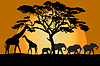 Vector clipart: Savannah landscape with animals