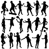 Vector clipart: Set of black children silhouettes