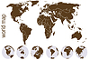 Vector clipart: Brown world map with Earth globes