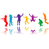 Vector clipart: Group of children silhouettes jumping