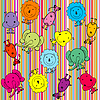 Vector clipart: Colored background with doodle jungle animals