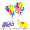 Vector clipart: Happy Birthday invitation with cartoon elephants an