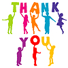 Vector clipart: Children silhouettes holding letters with THANK YOU
