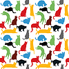 Vector clipart: Seamless with colorful cats silhouettes,