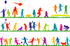 Vector clipart: Colored children silhouettes playing outdoor