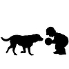 Vector clipart: Toddler playing with dog