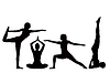 Vector clipart: Silhouettes of of girl practicing yoga silhouettes