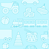 Vector clipart: Blue seamless pattern with toys silhouettes