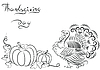 Vector clipart: Background with turkey and pumpkins and text for