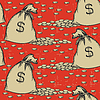 Vector clipart: money bags seamless pattern.Vintage background