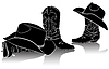 Vektor Cliparts: Cowboystiefel und westliche hats.Black Grafik