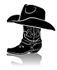 Векторный клипарт: Ковбой загрузки и западной hat.Black графическое изображение