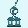 Vector clipart: Debt Concept. Giant Wrecking Ball moves towards