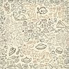 Vector clipart: doodle food icons seamless background
