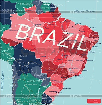 Brasilien Land detaillierte bearbeitbare Karte | Stock Vektorgrafik |ID 7114581