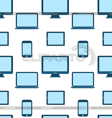 Modelo inconsútil de Monitores, Computadoras portátiles, Tablet | Ilustración vectorial de stock |ID 5044733