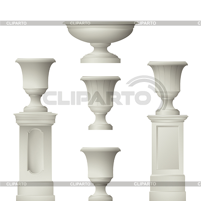 Elementos al aire libre y parque: balaustrada, vas decorativos | Ilustración vectorial de stock |ID 5047821