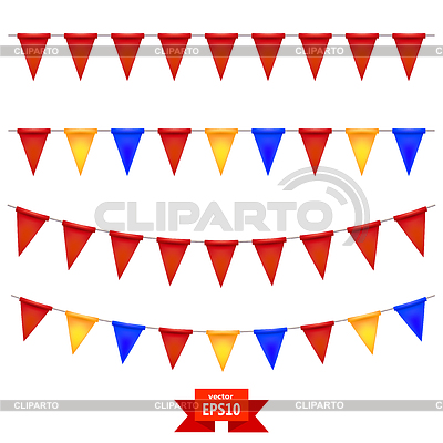 Establecer banderas de colores en la cuerda. elementos de su | Ilustración vectorial de stock |ID 5074690